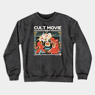 Cult Movie Night Funny Retro Illustration Occult Scary Movie Crewneck Sweatshirt